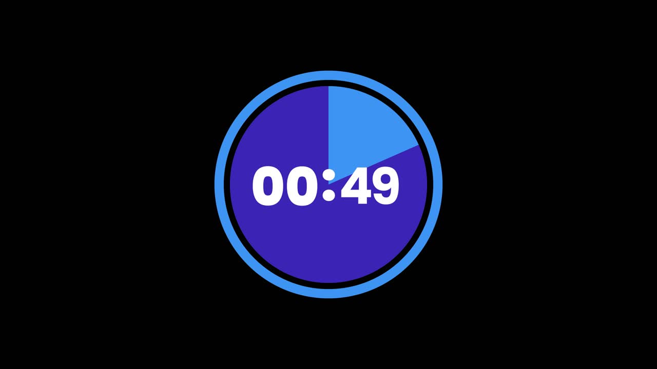 One Minute Countdown Timer on Black Background