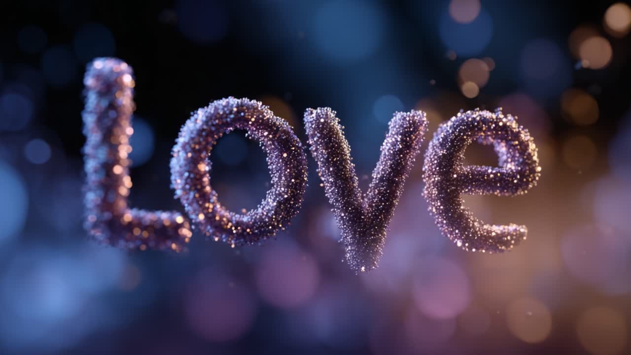 A Beautiful Representation of Love Captured in Sparkling Particles Against an Enchanting Background, Eliciting Emotions and Warmth through Visual Artistry
