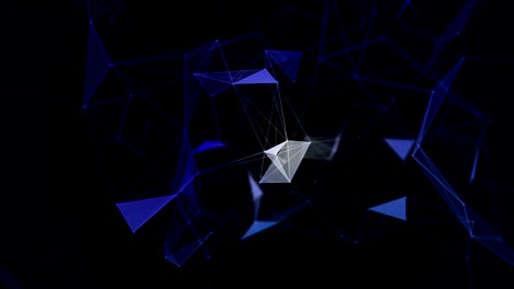 fondo geométrico azul abstracto con líneas en movimiento, puntos y triángulos. plexus fantasía tecnología abstracta. animaciones de bucle.
