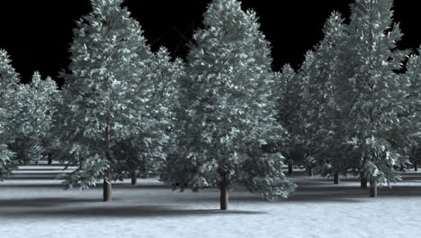 animation of black and white snowy forest