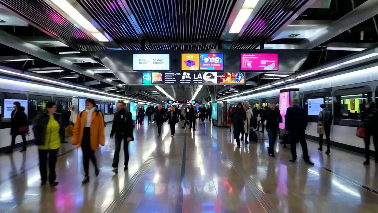 Busy Metro Station Platform