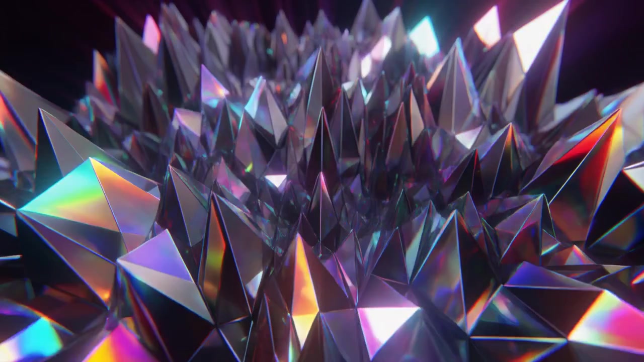 Sfondo animato astratto di punte di cristallo geometriche scintillanti