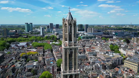 dom tower in utrecht, the netherlands. aerial drone video.