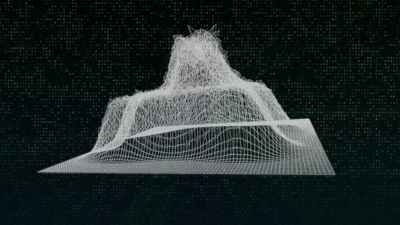 4K Animation Abstract Wireframe Analysis Spin Mountain.