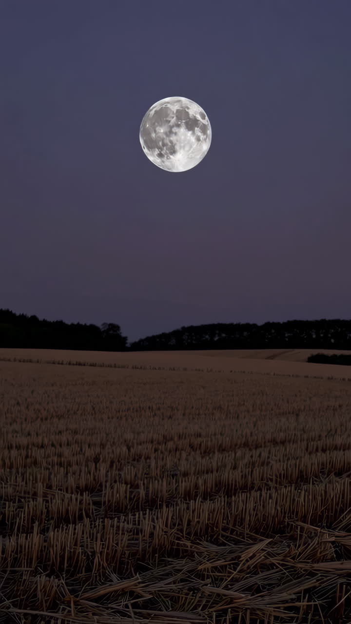 Full Moon Over a Harvested Field
