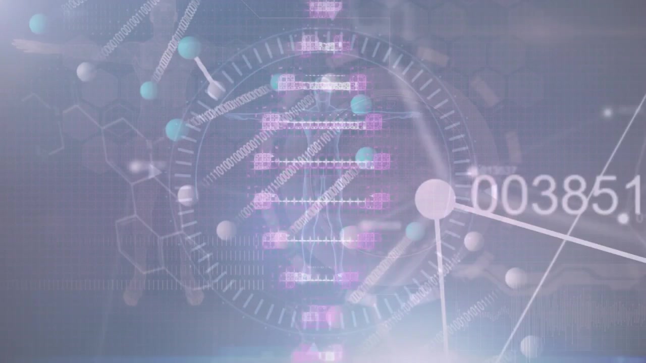 Animation of dna strand and numbers changing world map