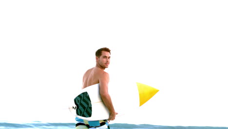 Man-running-and-smiling-with-a-surfboard