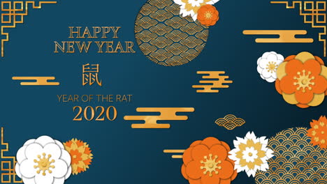 animación de palabras en letras de oro para el año nuevo chino