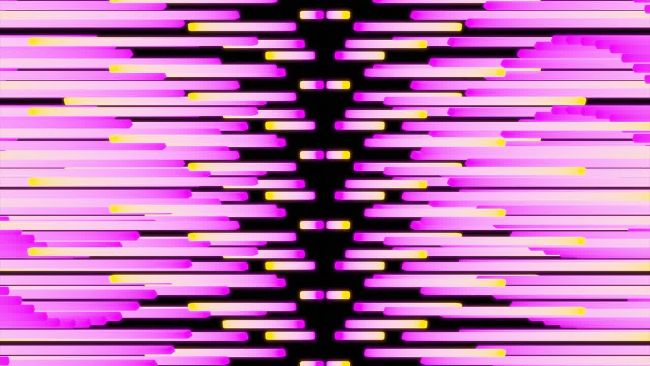 Abstraktes geometrisches Muster mit rosa und gelben Linien auf schwarzem Hintergrund