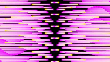 patrón geométrico abstracto con líneas rosadas y amarillas sobre fondo negro