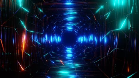 animación en 4k 3d. vuelo en un túnel de ciencia ficción abstracto. gráficos de movimiento futuristas, fondo de alta tecnología.