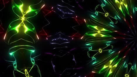 un fondo caleidoscópico de colores abstractos y hermosos hecho de líneas animadas que se mueven en bucle. se puede usar en gráficos en movimiento, eventos en vivo, patrón de bucle sin costuras y movimiento de animación abstracta.