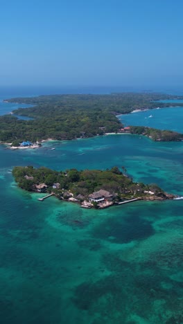 vertical drone shot, rosario islands archipelago in caribbean sea, cartagena colombia