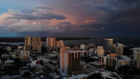 darwin cbd pan down with beautiful sky in nt australia in 4k