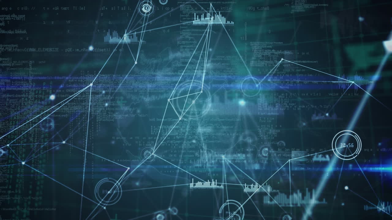 animación del procesamiento de datos, globo y red de conexiones
