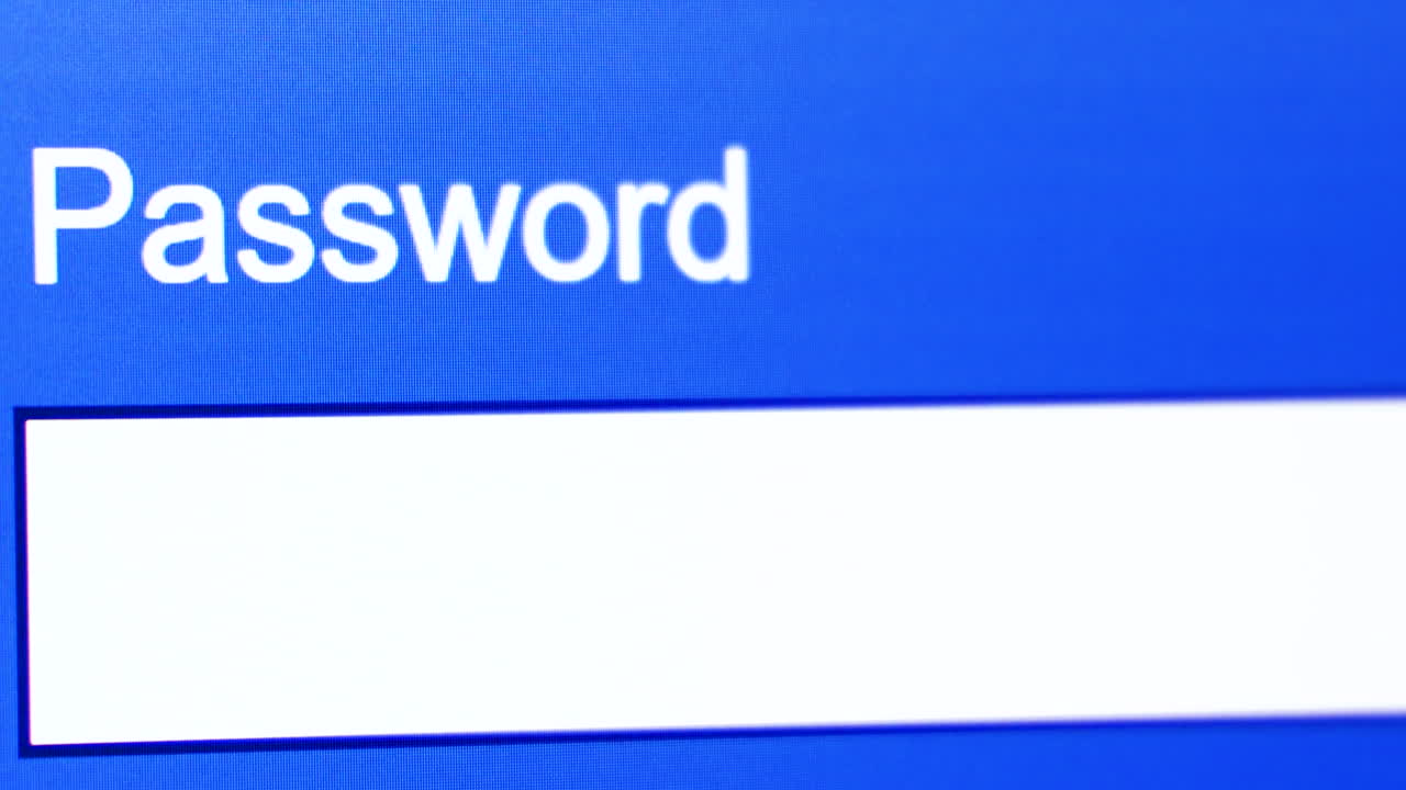 Extreme Close-up of Password box in Internet Browser on Computer Screen. Entering Password on a website.