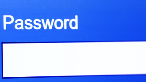 extreme close-up of password box in internet browser on computer screen. entering password on a website.
