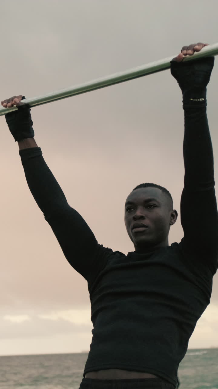 Man doing pull ups outdoor