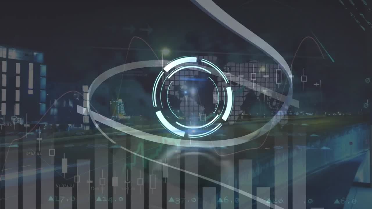 Animation of data processing over city