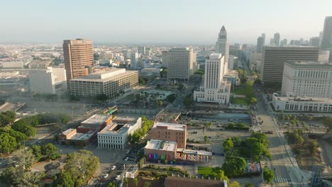 4K aerial of anti-ICE protests in downtown Los Angeles - June 8, 2025