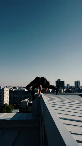 urban parkour and freerunning on rooftop