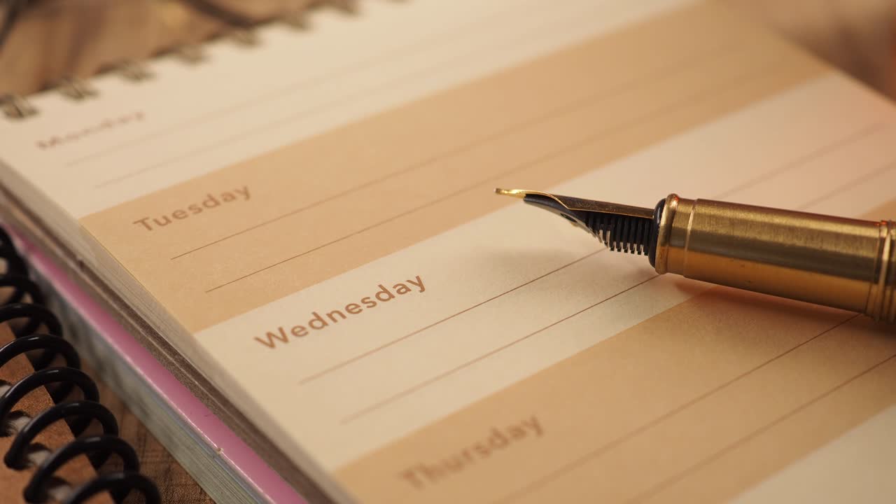 Fountain pen on planner