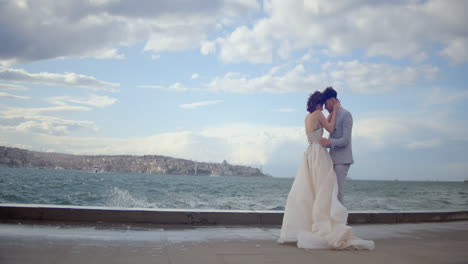 couple in istanbul on their wedding day