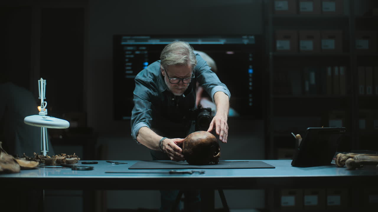 Forensic Anthropologist Documenting a Skull