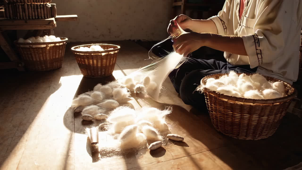 Silkworm Cocoon Harvesting and Silk Production