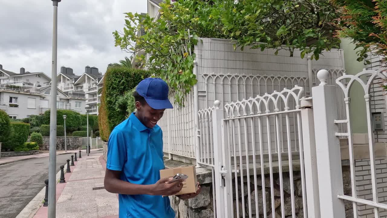 Delivery person at a house