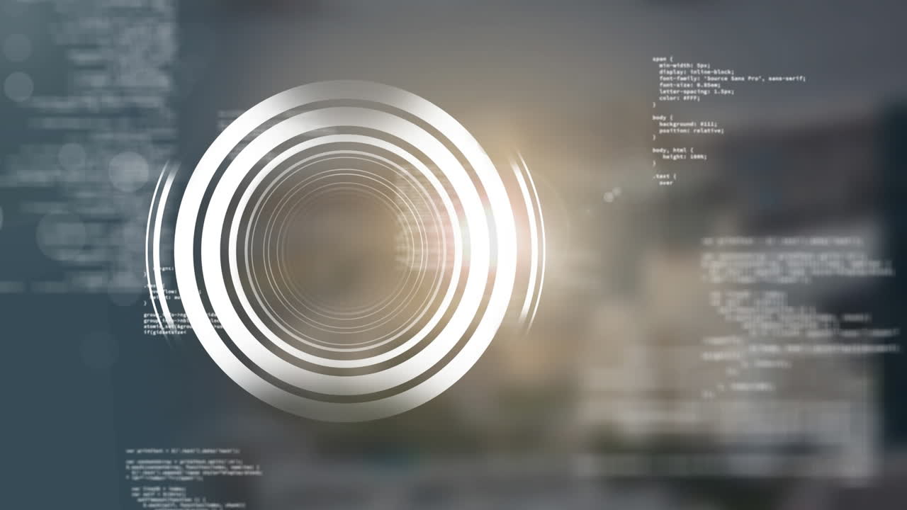 animación de los datos con un círculo en fondo gris