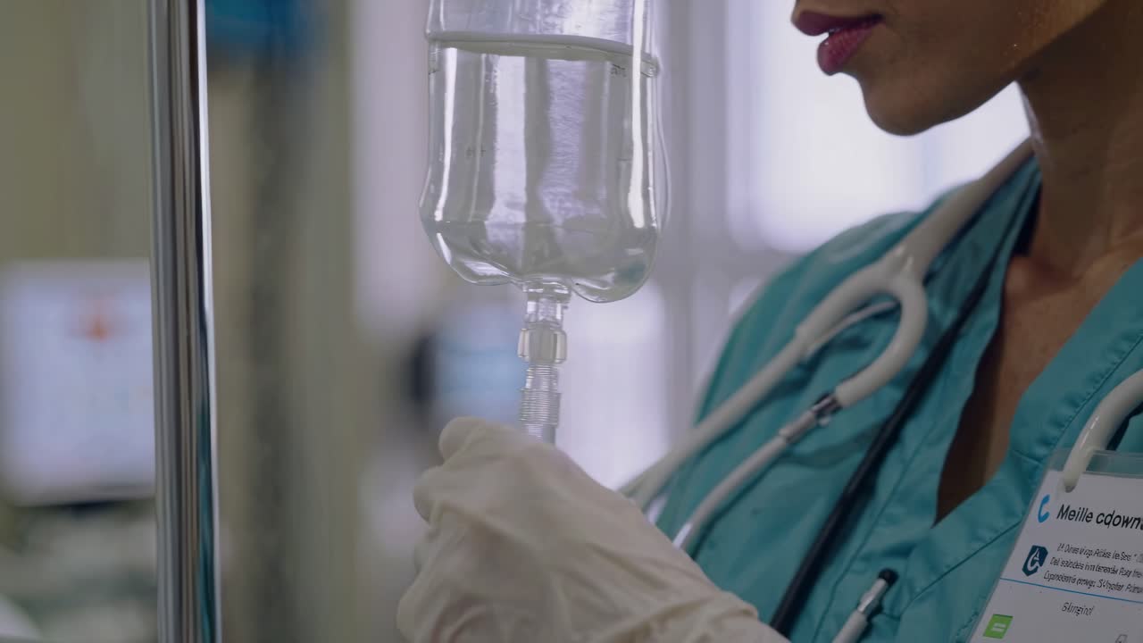 Operatore sanitario che somministra flebo