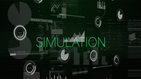 animation of simulation text, statistics and data processing