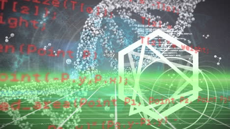 animación del procesamiento de datos sobre cuadrícula y fondo oscuro