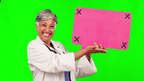 pantalla verde, cara de mujer mayor