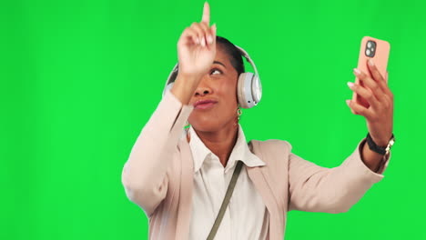 Greenscreen,-Tanz-Und-Frau-Mit-Musik