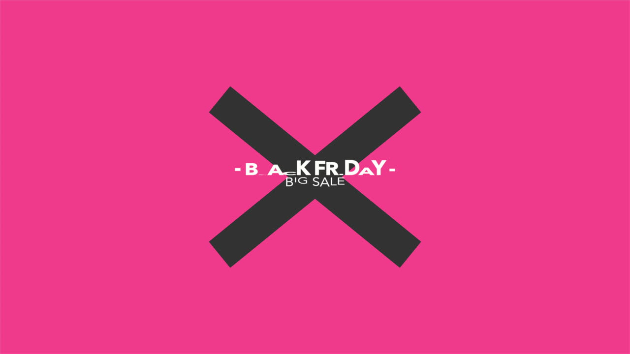 Animation intro text Black Friday on red fashion and minimalism background with geometric cross