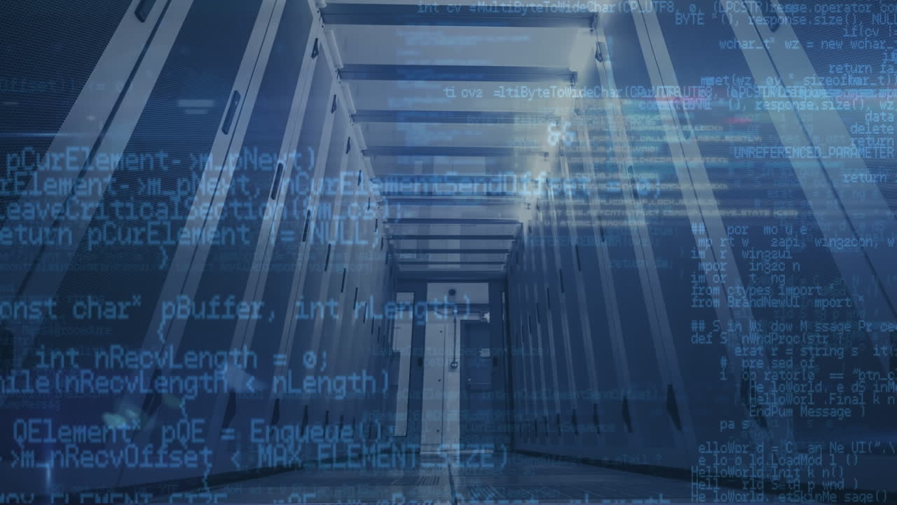 animación del procesamiento de datos a través de servidores informáticos