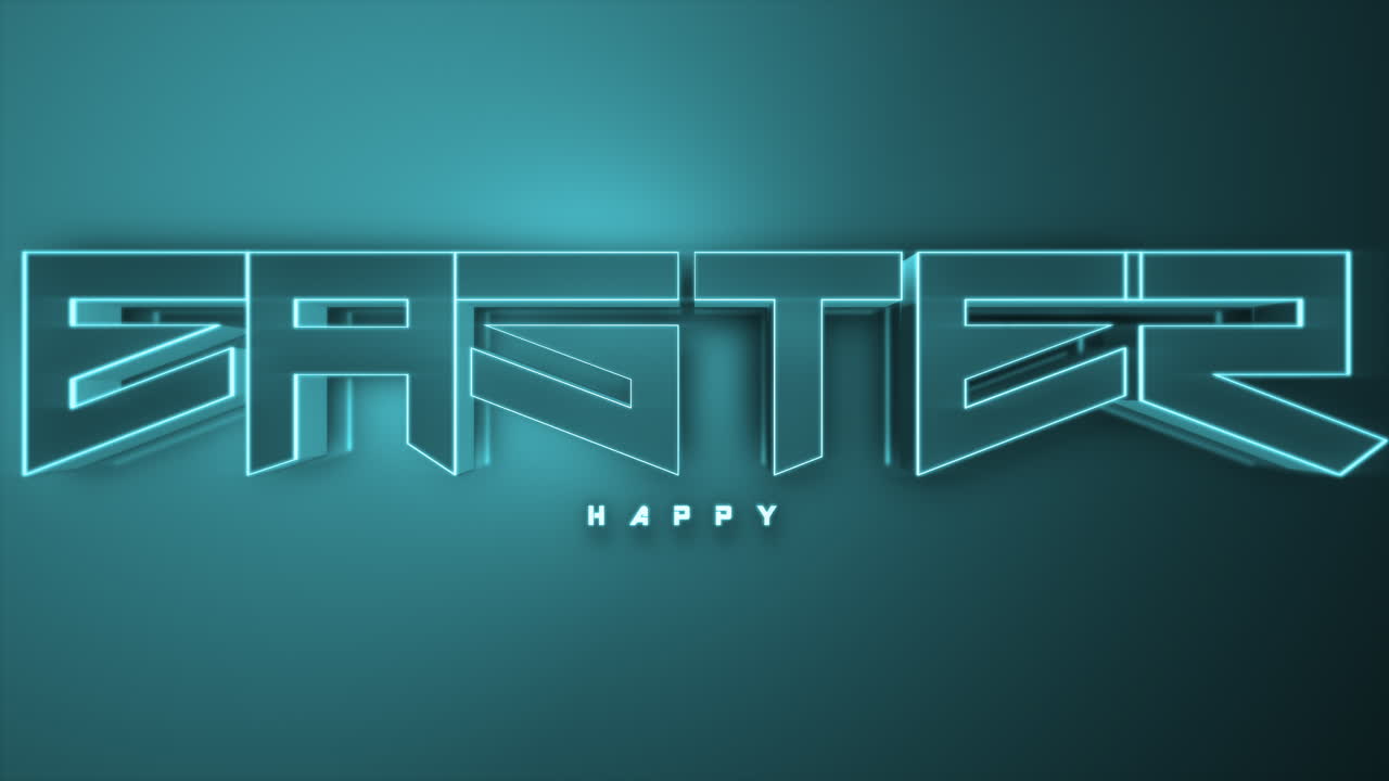 Monochrome Happy Easter on blue gradient