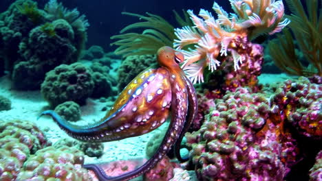 colorful octopus in a coral reef