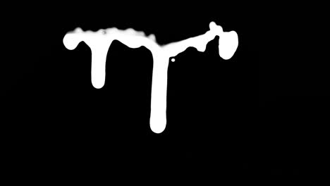 white ink dripping over black screen background