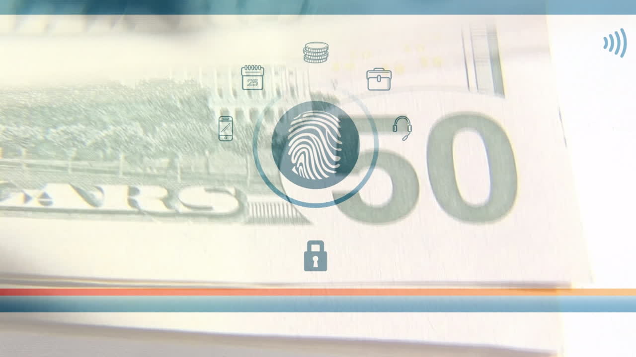animación de billetes de dólares estadounidenses e iconos de pago en línea