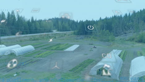 Animation of digital icons and data processing over field