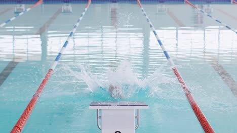 Schwimmer-Taucht-In-Den-Pool