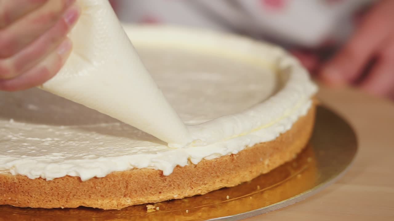 Decorating a Cake with Whipped Cream