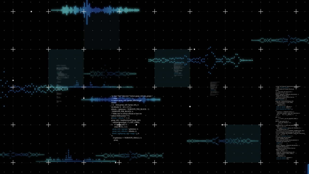 animación del procesamiento de datos sobre un fondo negro