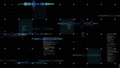animación del procesamiento de datos sobre un fondo negro