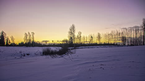 hermoso lapso de tiempo de una escena de invierno al amanecer con colores pastel