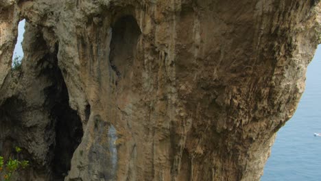 Close-up-shot-of-Arco-Naturale,-natural-arch-rock-formation-in-Capri,-Campania,-Italy,-Europe-at-daytime