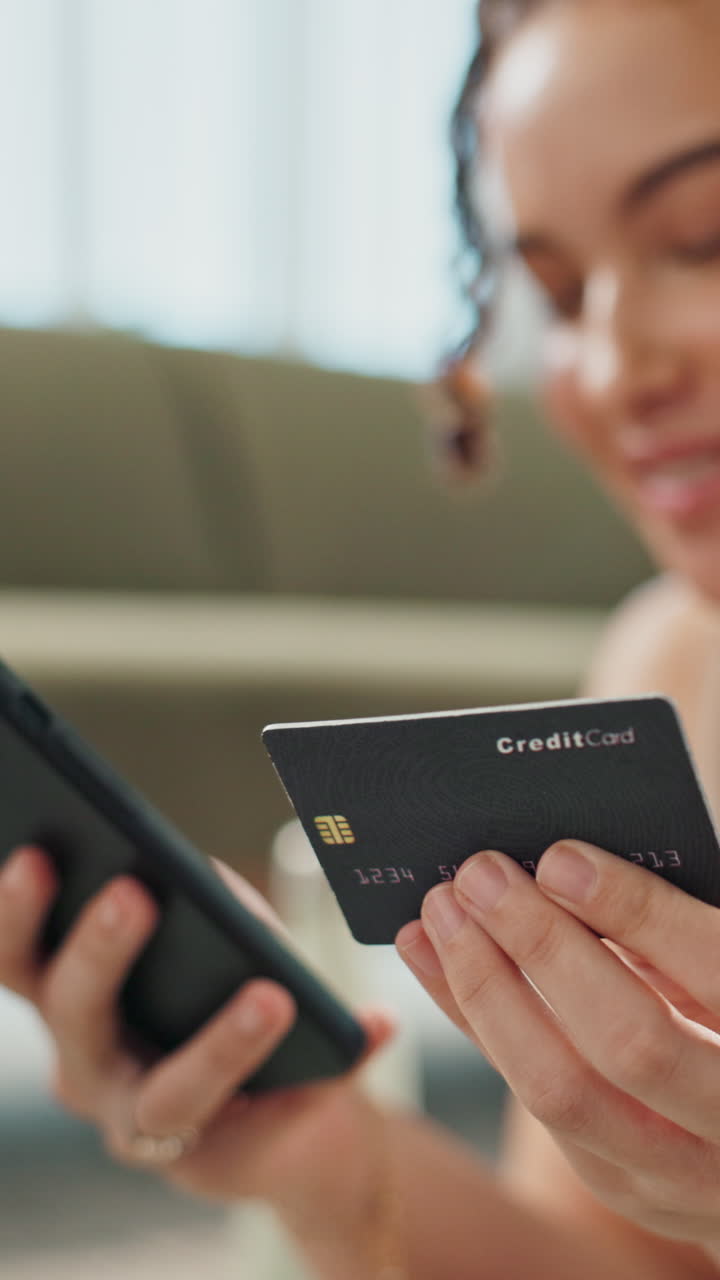 Woman Making Online Payment with Credit Card and Smartphone